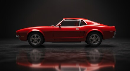 Fototapeta premium Classic Red Muscle Car Vintage Automotive Photography