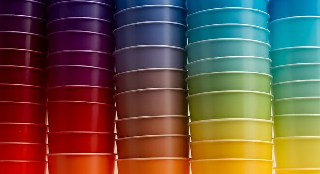 Colorful Stacked Cups A Vibrant Close-Up