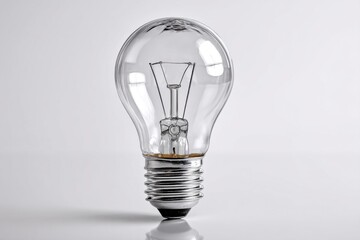 A close-up studio shot of a traditional incandescent light bulb on a white background, showing the filament and glass bulb, emphasizing the concept of vintage lighting.