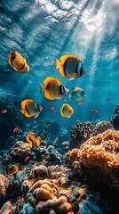 Fototapeta premium Underwater Ocean Coral Tropical Fish Vertical Smartphone Wallpaper