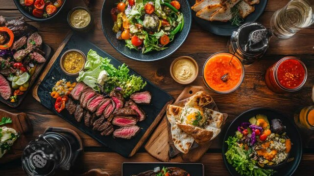 Culinary Delights, A Diverse and Delicious Food Selection Spread