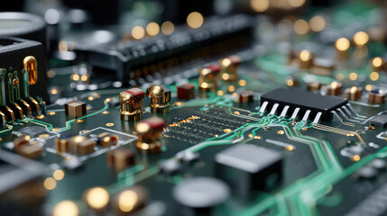 Obraz premium Closeup circuit board electronic components