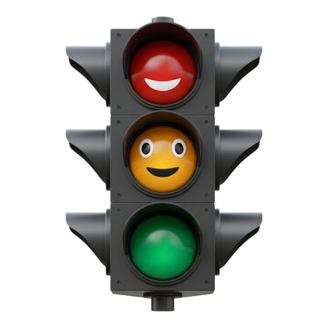 Traffic light with emoji face on red signal