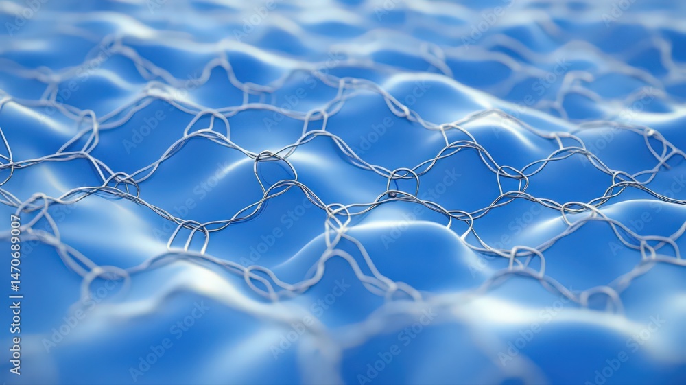 Poster abstract blue wave pattern background with interconnected lines