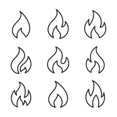 Vector Flame Fire Icon Outline Collection