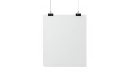 Blank paper hangs in enigmatic dark void