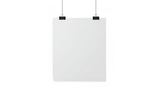 Blank paper hangs in enigmatic dark void