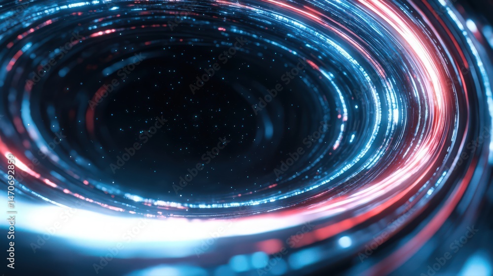 Poster abstract digital swirls of blue and red light creates a futuristic and dynamic background perfect fo