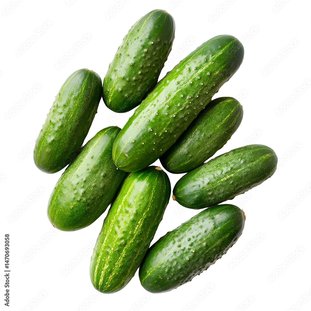 Aufkleber fresh cucumbers arranged on a transparent background showcasing their vibrant green color and smooth