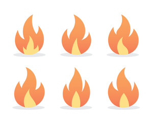 Vector Flame Fire Icon Collection In Flat Design