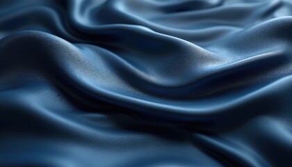 Fototapeta premium Abstract flowing dark blue metallic wave pattern. Smooth surface reflects light. Beautiful digital design, elegant, creative background. Fluid art, minimalistic shape, shiny, movement, beauty.