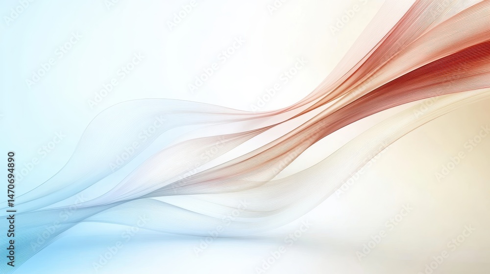 Aufkleber elegant abstract waves of blue and red flowing across a soft gradient background