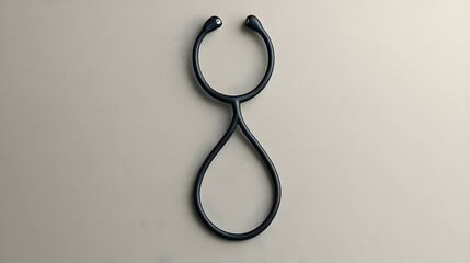 Black Stethoscope on Light Beige Background