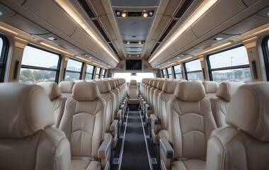 Bus Interior with Rows of Seats and Modern Design
