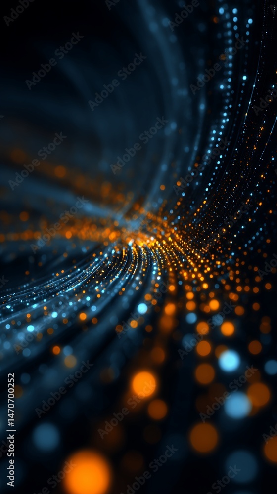 Poster abstract image: teal and orange bokeh lines