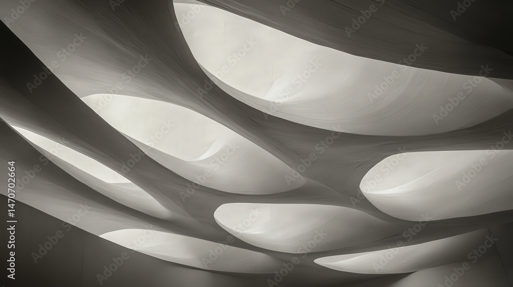 Poster abstract gray textured ceiling with irregular oval openings