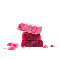 Stack of Pink Artisan Soap Bars on Transparent Background