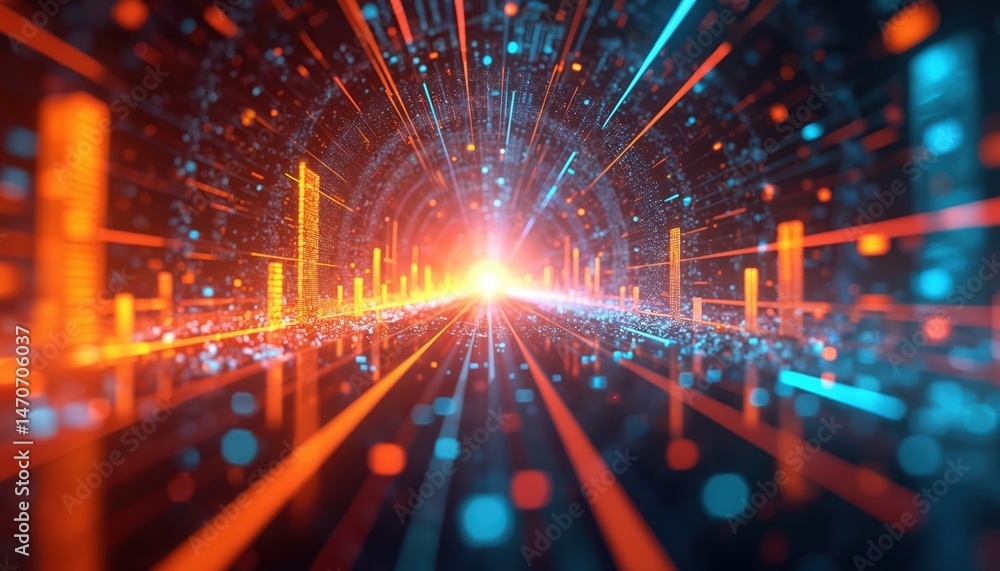 Leinwandbilder futuristic tech abstract background. data visualization concept. digital cyberspace structure, ai ne