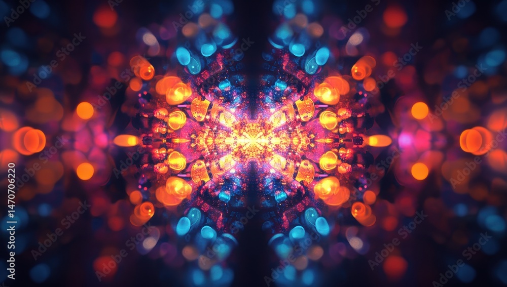Poster vibrant symmetrical bokeh pattern