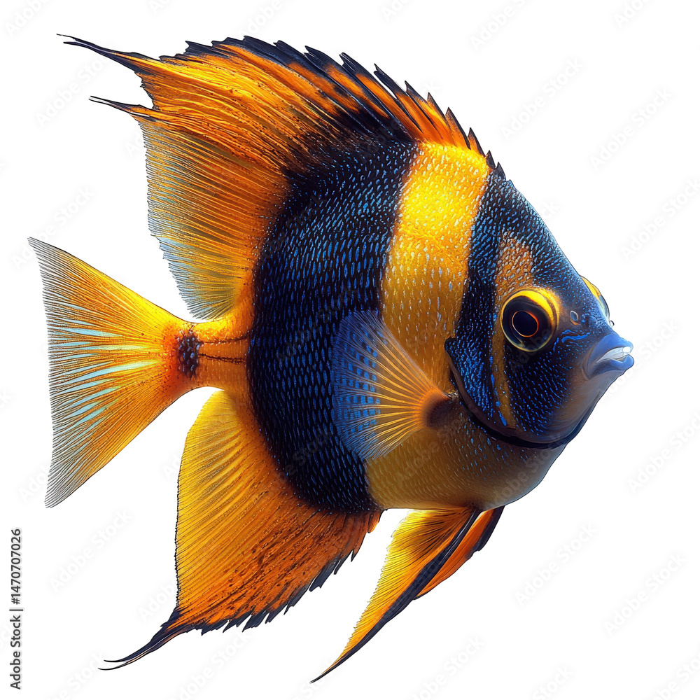 Poster vibrant aquatic creature displaying a colorful design amidst deep space background