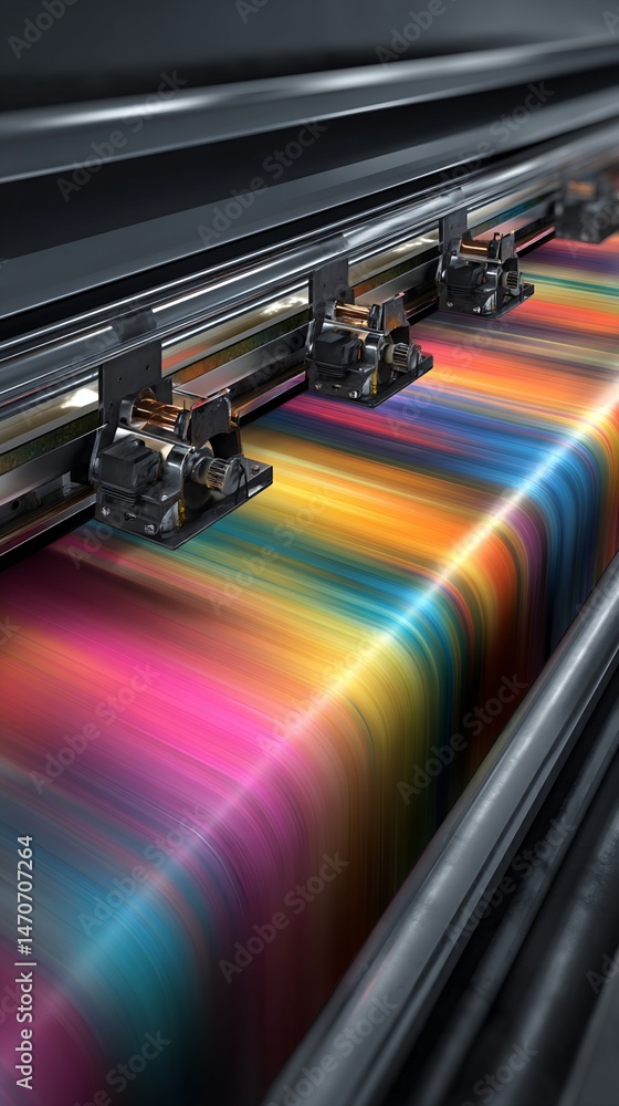 Aufkleber large-format printing press with multicolored ink application