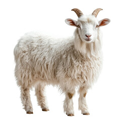 Fototapeta premium Majestic white goat portrait isolated for creative design applications image