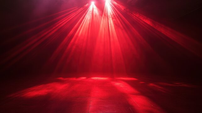 Vibrant Stage Lights: Red Spotlight Piercing the Dark for an Electric Show Experience