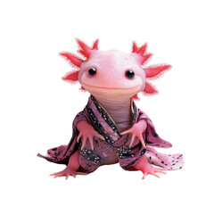 Adorable Axolotl in Kimono Cute Amphibian in Traditional Japanese Clothing