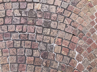 top view of old porphyry paving