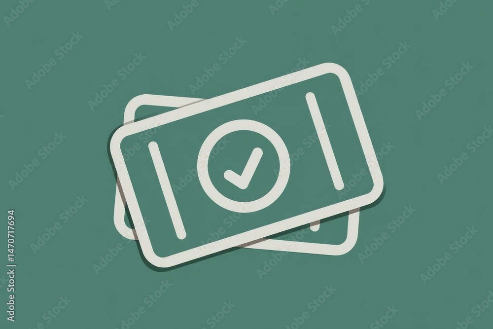 Poster ticket icon with check mark event admission entry pass confirmation symbol for events and ac