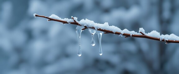 Obraz premium branch with some ice hanging off of it