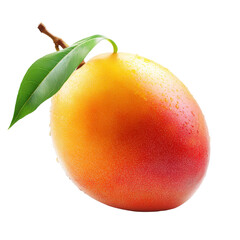 Fresh mango fruit with a leaf, perfectly isolated on a clean transparent background for culinary and design uses, Mango fruit isolated on transparent background