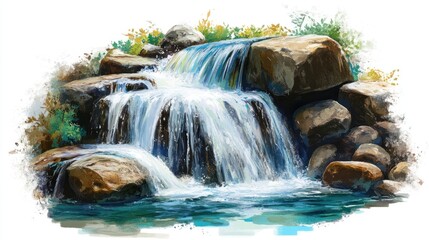 Waterfall cascading over rocks (1)