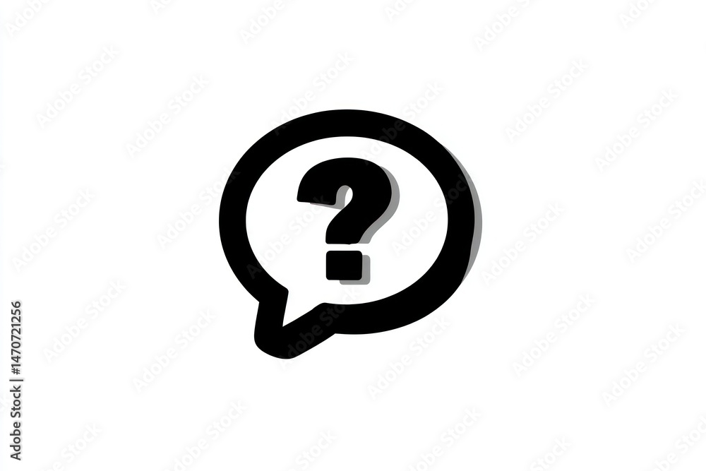 Poster question mark in speech bubble inquiry and communication symbol for faqs help and support ic