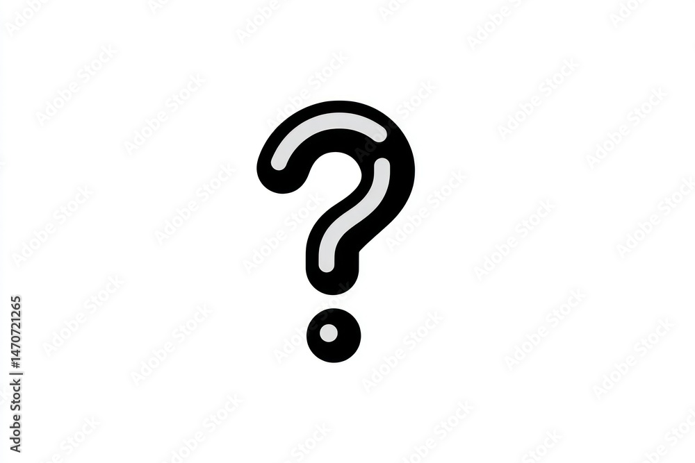 Poster question mark icon bold black and white symbol for queries doubts and uncertainty in design