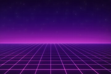 Retro Futuristic Neon Grid Background in Synthwave Style