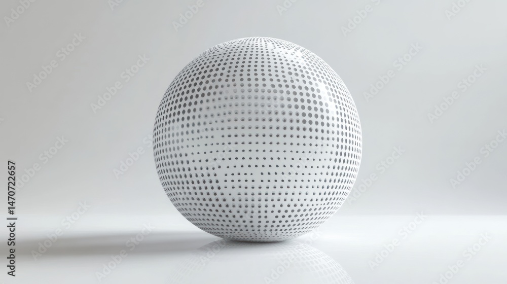 Poster white sphere with grid pattern
