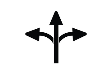 three way direction arrow icon, vector arrow icon.