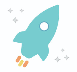 Space, sky, rocket, spaceship, outer space, star, space. Flying, technology, innovation, stars, mobile, extra, vehicle, shine. Set, vector, icon, Illustration