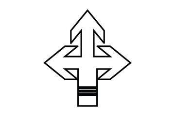 three way direction arrow icon, vector arrow icon.