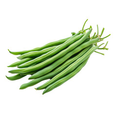 Fototapeta premium Fresh green beans arranged neatly on a clean transparent background showcasing their vibrant color and texture, green beans on transparent background