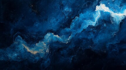 Obraz premium Deep space abstract digital painting with flowing blue textures.