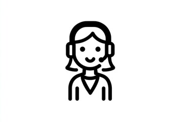 Customer Support Icon with Headset and Friendly Expression