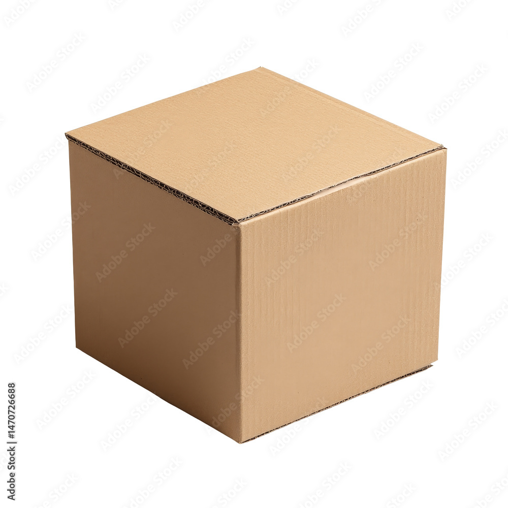 Poster empty closed cardboard box mockup file featuring a simple unbranded design on a transparent backgrou