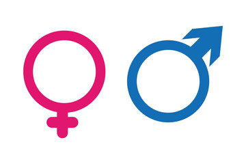 male and female symbols icon on white background.