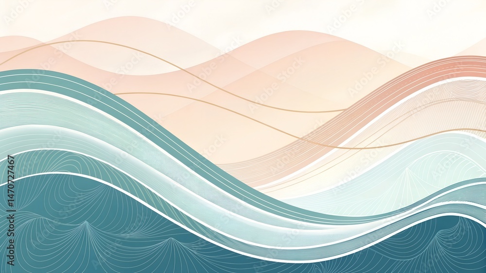 Poster abstract background with soft colors and wavy shapes.