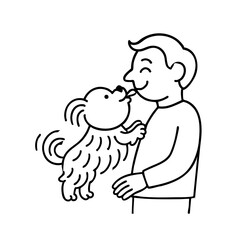 a cute hairy dog give. a kiss on face 