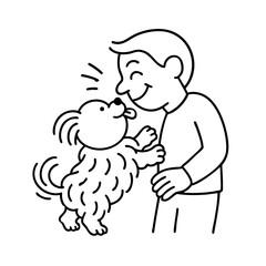 a cute hairy dog give. a kiss on face 