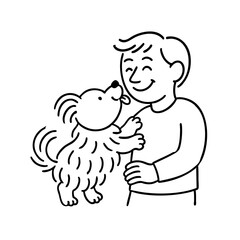 a cute hairy dog give. a kiss on face 