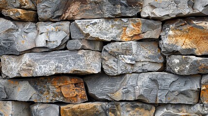 Fototapeta premium Rough-hewn stone wall, varied shades of gray and brown